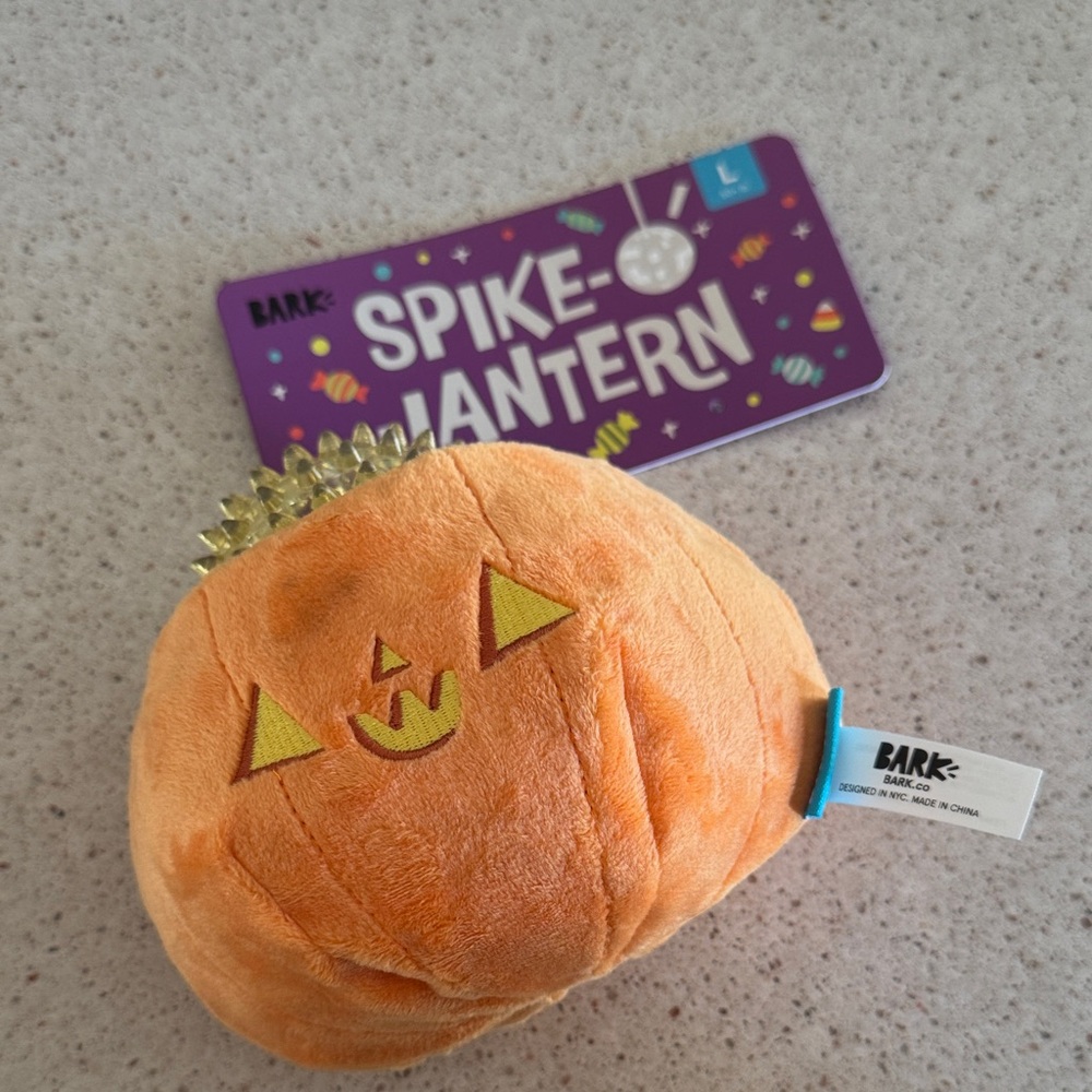 Bark Pumpkin Plush Dog Toy with Spikes